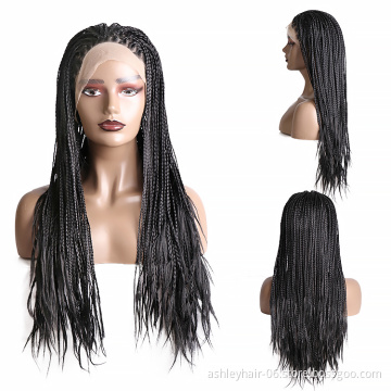 Julianna 28Inch New Products High Quality Hot Sale High Fiber Synthetic Hair Wholesale Hand Made Box Lace Front Braided Wig